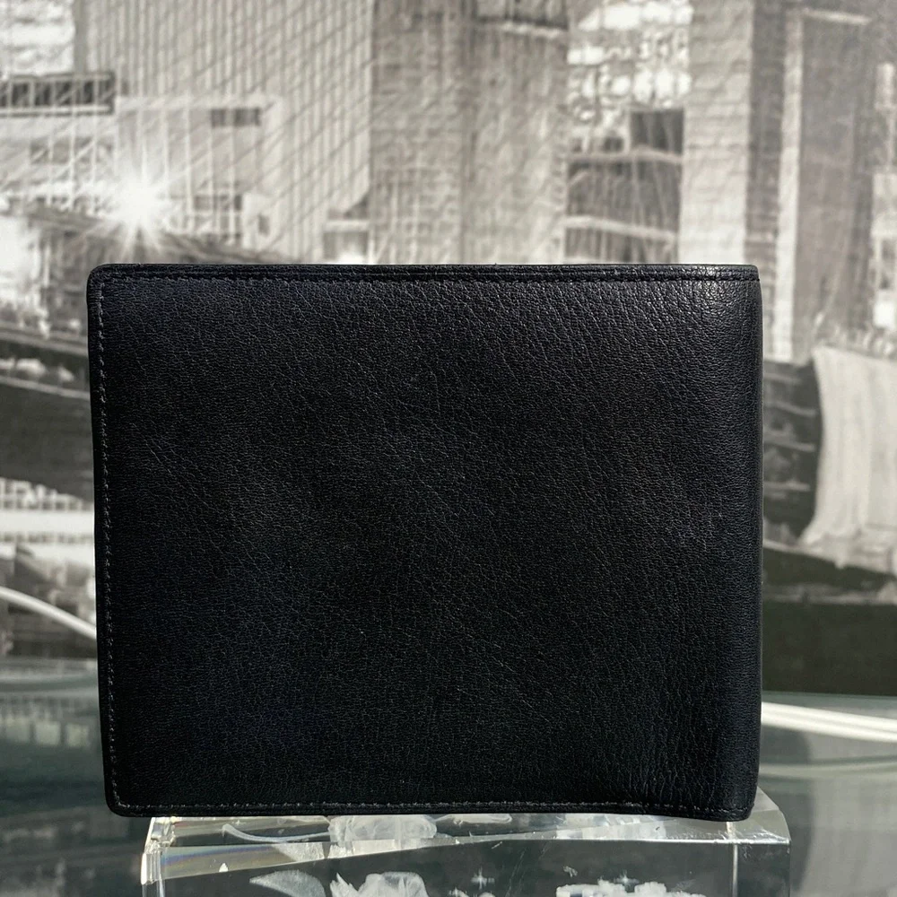 Authentic YSL Sleek black leather bifold wallet